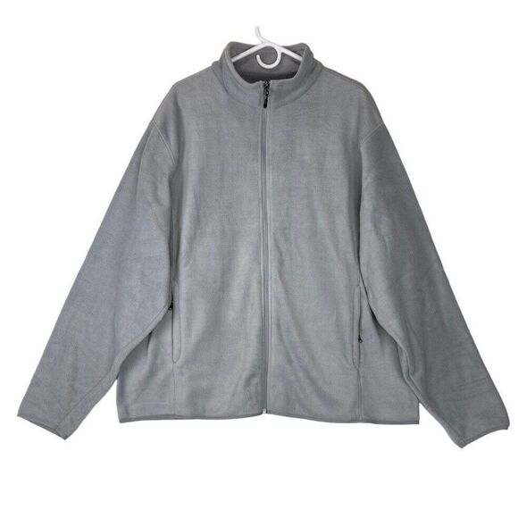 Men Full Zip Polar Fleece Sweater Jacket Gray Size 2XL - Picture 3 of 15